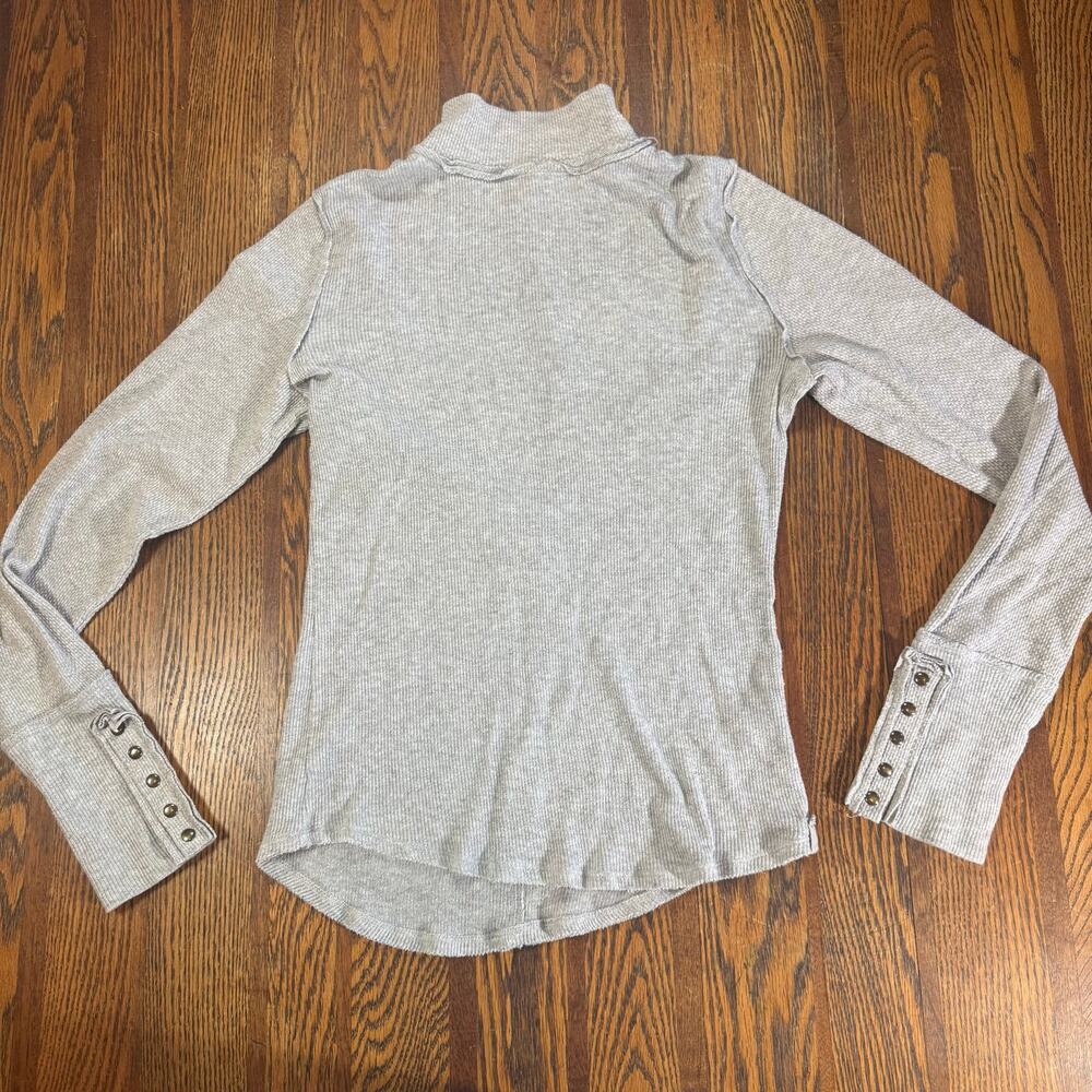 We The Free Free People Freya Mock Neck Ribbed Long Sleeve Top Gray Size L